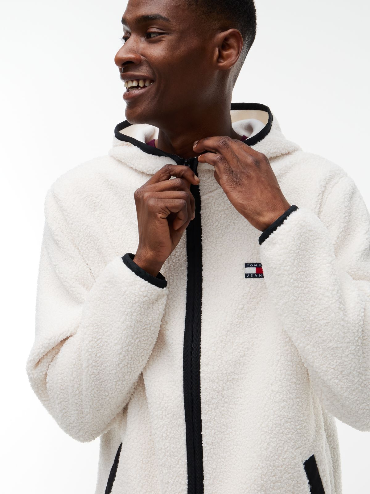 Badge Teddy Jacket — Beige