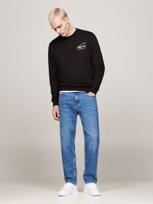 sweat à imprimé logo signature dans le dos noir pour hommes tommy jeans