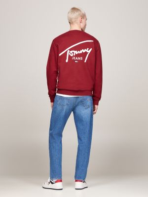 sudadera con logo distintivo gráfico roja de hombres tommy jeans