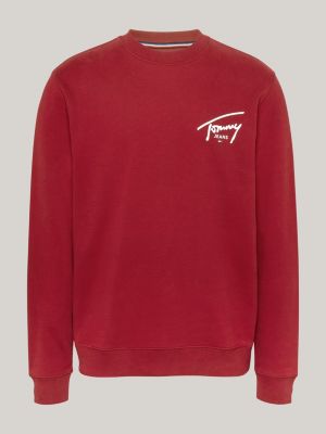 sudadera con logo distintivo gráfico roja de hombres tommy jeans