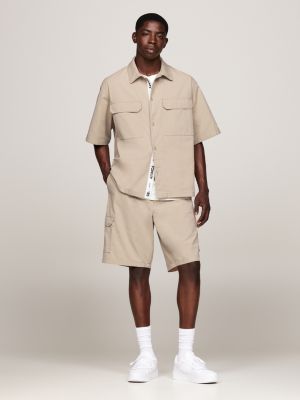 short cargo mixte à jambe ample beige pour hommes tommy jeans