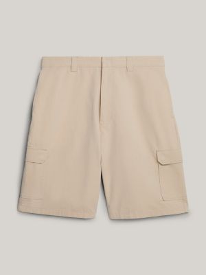 beige genderneutrale cargo-shorts mit weitem bein für herren - tommy jeans