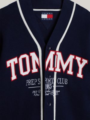 Dual Gender Logo Knit Baseball Shirt Blue Tommy Hilfiger