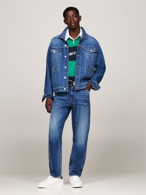 jeans distressed isaac relaxed fit affusolati blu da uomini tommy jeans