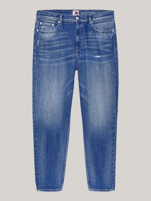 jeans distressed isaac relaxed fit affusolati blu da uomini tommy jeans