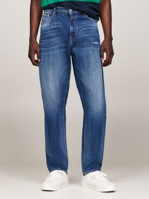 jeans distressed isaac relaxed fit affusolati blue da uomini tommy jeans