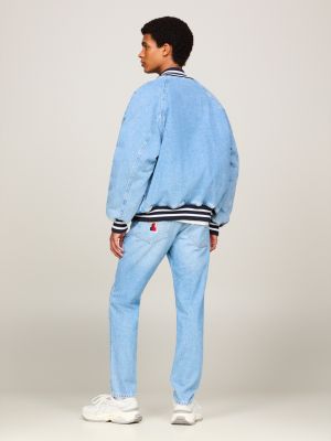 bomber varsity explorer in denim blu da uomini tommy jeans