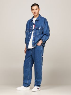 blue aiden archive oversized denim trucker jacket for men tommy jeans