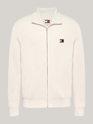 beige tommy badge slim fit pullover mit wolle für herren - tommy jeans