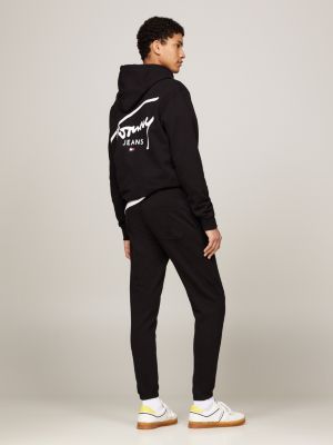 schwarz slim fit jogginghose mit bündchen und logo für herren - tommy jeans