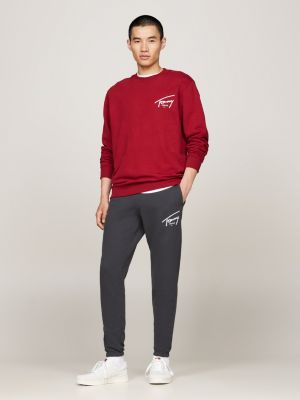 jogging slim à chevilles resserrées et logo gris pour hommes tommy jeans