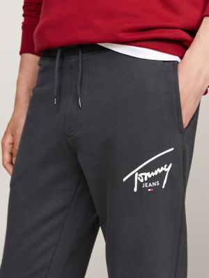 grey signature logo cuffed slim joggers for men tommy jeans