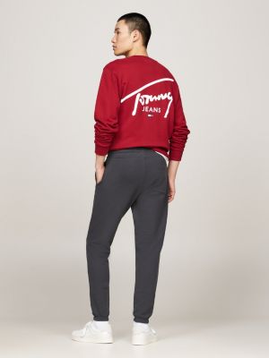 jogging slim à chevilles resserrées et logo gris pour hommes tommy jeans