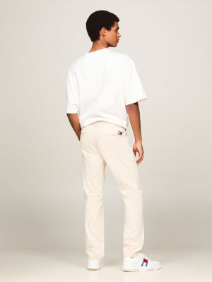 pantaloni chino austin slim fit leggeri beige da uomini tommy jeans