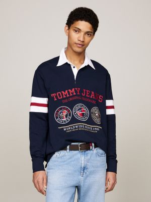 Polo de rugby de estilo universitario Azul Tommy Hilfiger