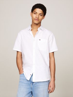 camicia regular fit a maniche corte white da uomini tommy jeans