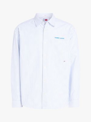 blue classic stripe relaxed fit shirt for men tommy jeans