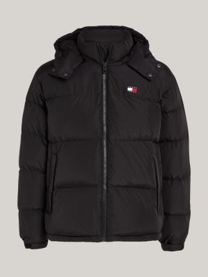 black water repellent down-filled alaska puffer jacket for men tommy jeans