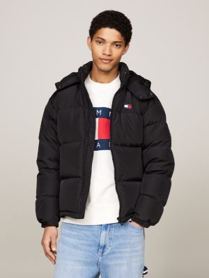 black water repellent down-filled alaska puffer jacket for men tommy jeans