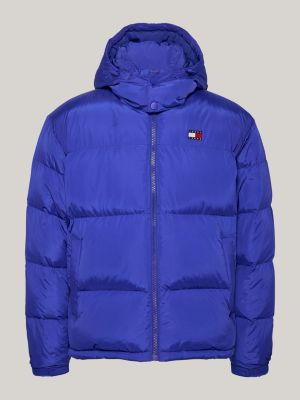 blue water repellent down-filled alaska puffer jacket for men tommy jeans