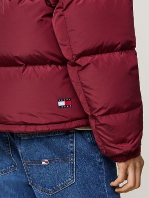 red water repellent down-filled alaska puffer jacket for men tommy jeans