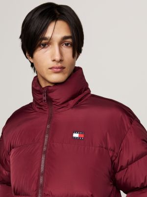 red water repellent down-filled alaska puffer jacket for men tommy jeans