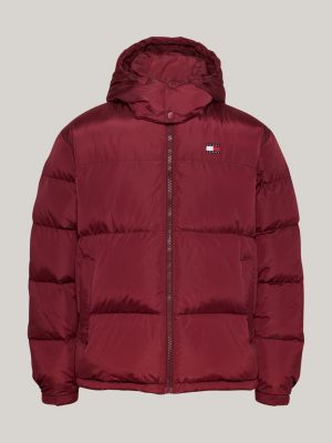 red water repellent down-filled alaska puffer jacket for men tommy jeans