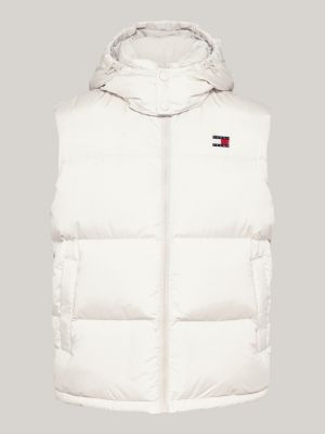 piumino smanicato alaska con zip integrale bianco da uomini tommy jeans