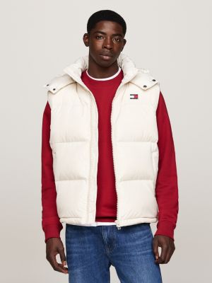 white down zip-thru alaska vest for men tommy jeans