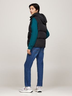 black down zip-thru alaska vest for men tommy jeans