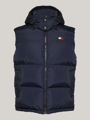 blue down zip-thru alaska vest for men tommy jeans