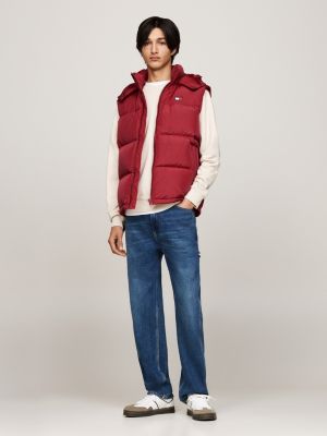 piumino smanicato alaska con zip integrale rosso da uomini tommy jeans