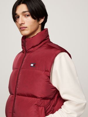 piumino smanicato alaska con zip integrale rosso da uomini tommy jeans