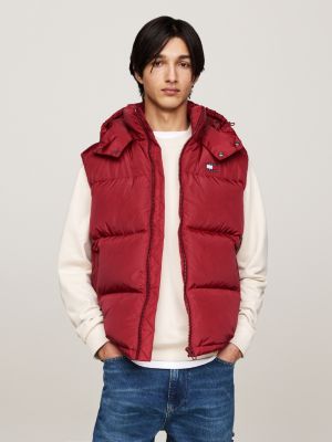 piumino smanicato alaska con zip integrale red da uomini tommy jeans