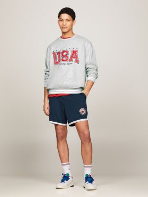 blue tommy jeans international games shorts mit logo für herren - tommy hilfiger