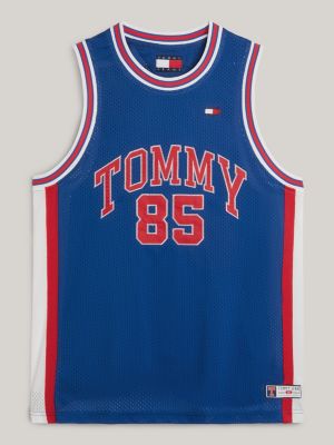 blue tommy jeans international games color block-tanktop aus mesh für herren - tommy hilfiger