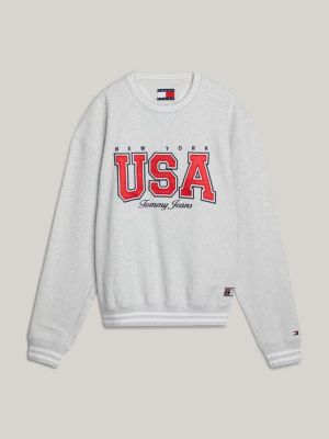 grey tommy jeans international games sweatshirt mit logo für herren - tommy hilfiger
