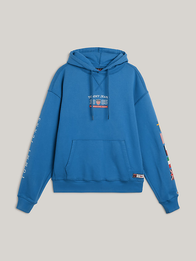 sudadera con capucha tommy jeans international games blue de hombres tommy hilfiger