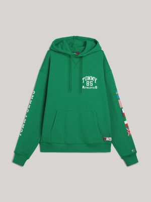 sudadera con capucha tommy jeans international games green de hombres tommy jeans