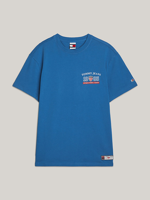 blue tommy jeans international games t-shirt mit logo für herren - tommy hilfiger