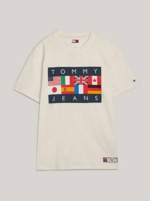 white tommy jeans international games t-shirt mit logo für herren - tommy hilfiger