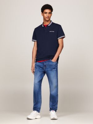 blue classic varsity stripe polo for men tommy jeans