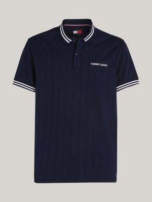 blue classic varsity stripe polo for men tommy jeans