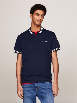 blue classic varsity stripe polo for men tommy jeans