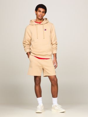 beige tommy badge sweat shorts for men tommy jeans