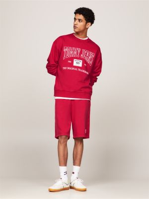 red archive basketball sweat shorts for men tommy jeans