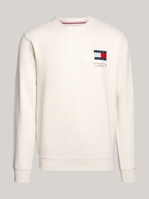 felpa regular fit con logo beige da uomini tommy jeans