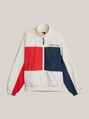 white tommy jeans international games color block-windjacke für herren - tommy hilfiger