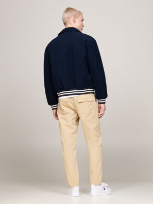 blue relaxed corduroy letterman jacket for men tommy jeans