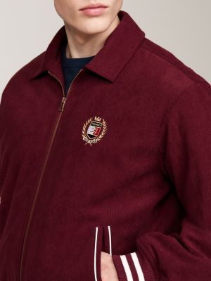 veste letterman en velours côtelée rouge pour hommes tommy jeans